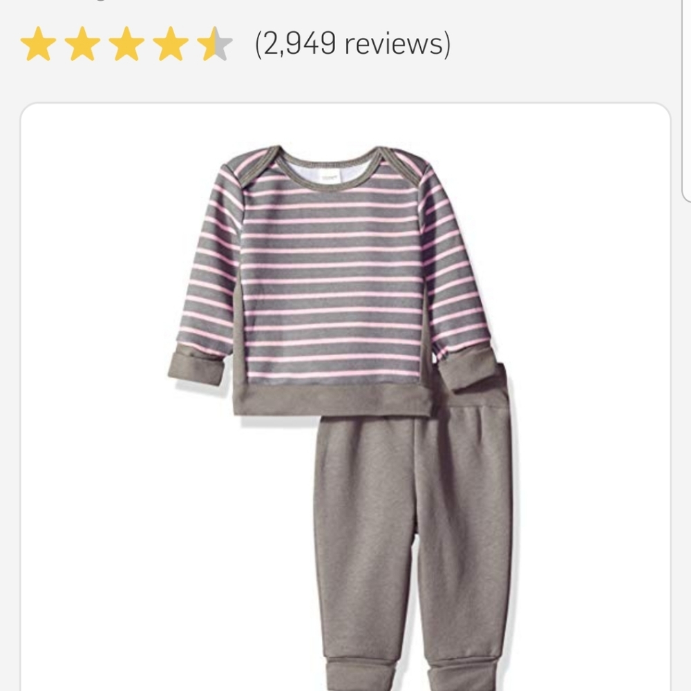 Baby girls ultimate flexy fit jogger and sweat shirt. 6m-12m Pink & gray stripe